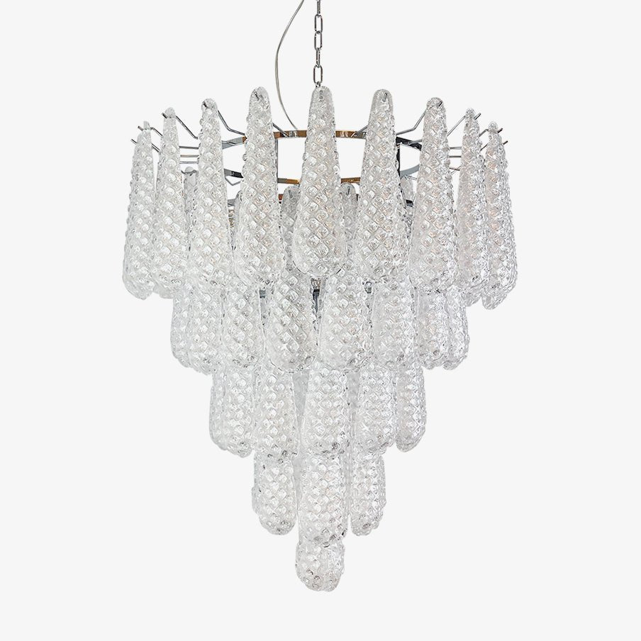 Elegant Glass Droplet Chandelier with Adjustable Height & LED Compatib