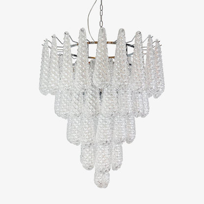 Elegant Glass Droplet Chandelier with Adjustable Height & LED Compatib