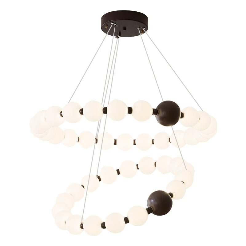 Celestial Bead Ring Chandelier - Elegant Design with Adjustable Height