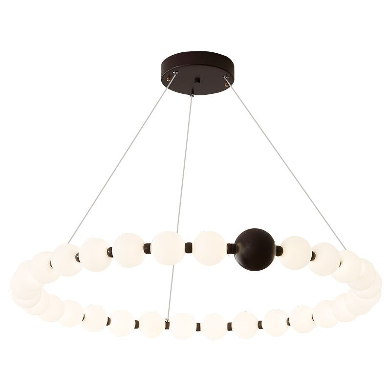 Celestial Bead Ring Chandelier - Elegant Design with Adjustable Height