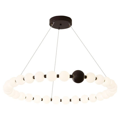 Celestial Bead Ring Chandelier - Elegant Design with Adjustable Height