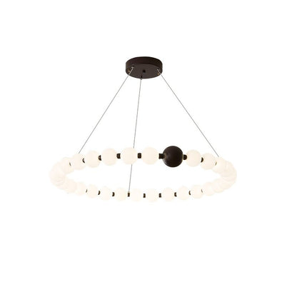 Celestial Bead Ring Chandelier - Elegant Design with Adjustable Height