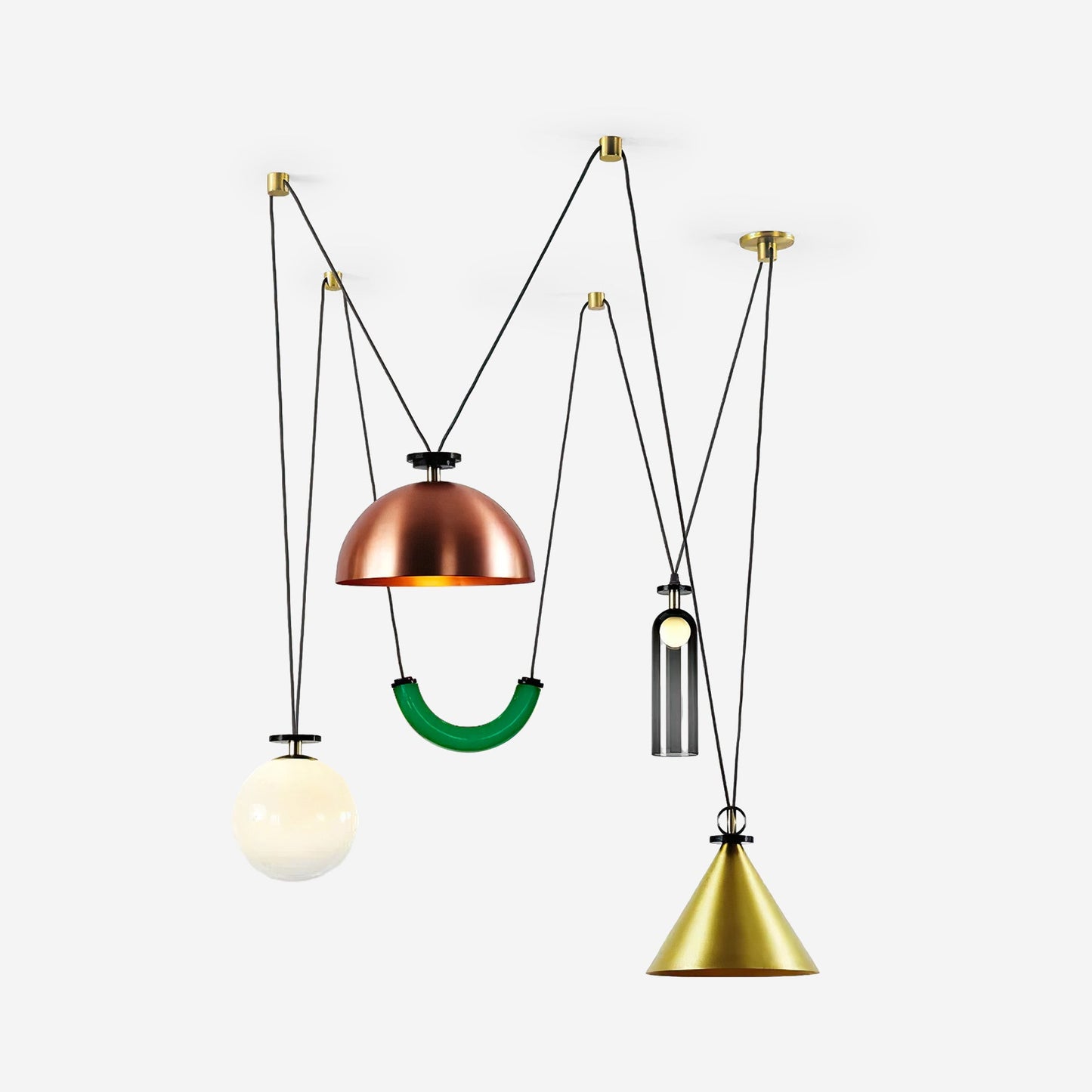 Modern Geometric Shape Chandelier with Adjustable Height & LED Lightin