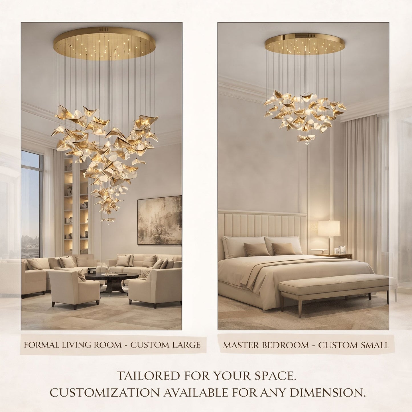 Elegant Wave Floating Leaf Chandelier with Adjustable Brightness & Eco