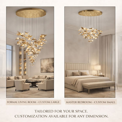 Elegant Wave Floating Leaf Chandelier with Adjustable Brightness & Eco