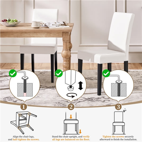 Dining Chairs Set of 4 PU Leather Upholstered Parsons Position 8