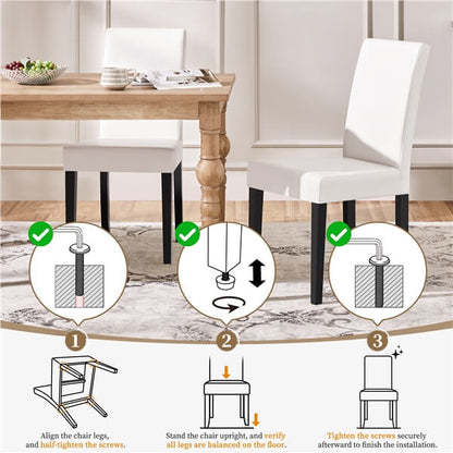 Dining Chairs Set of 4 PU Leather Upholstered Parsons Position 8