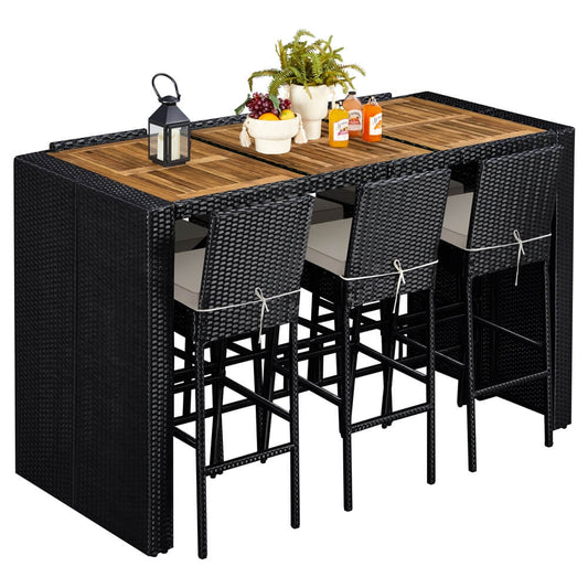 7-Piece Outdoor Bar Set Table and Chairs Position 1