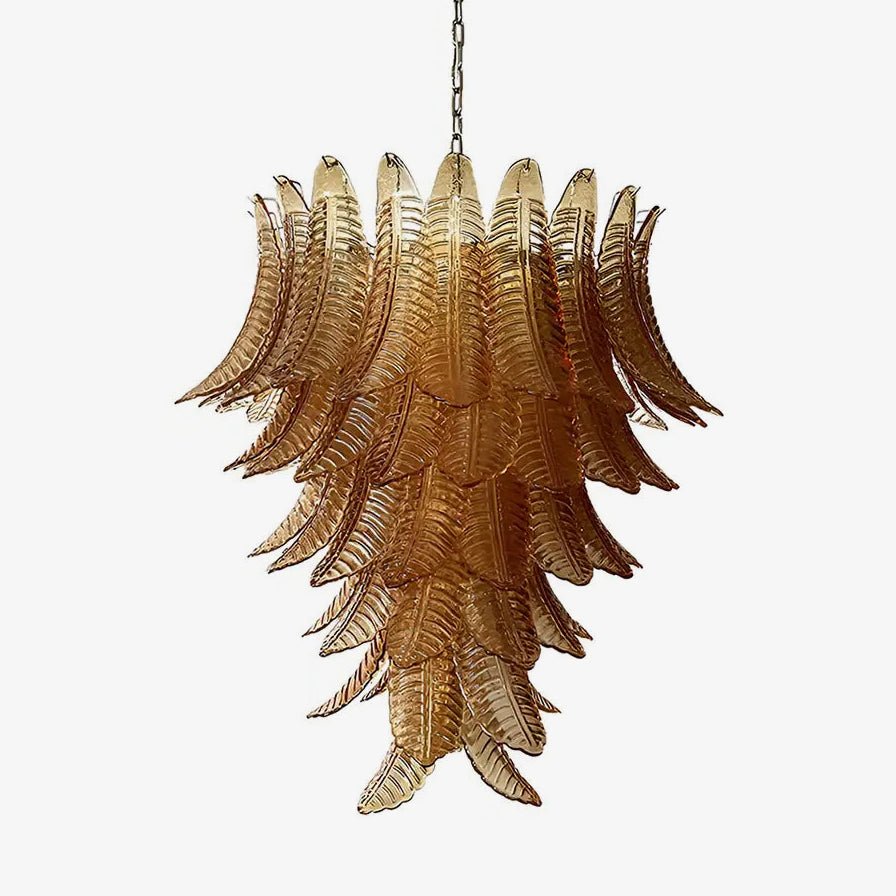Amber Leaf Cascade Chandelier - Elegant Design with Adjustable Height