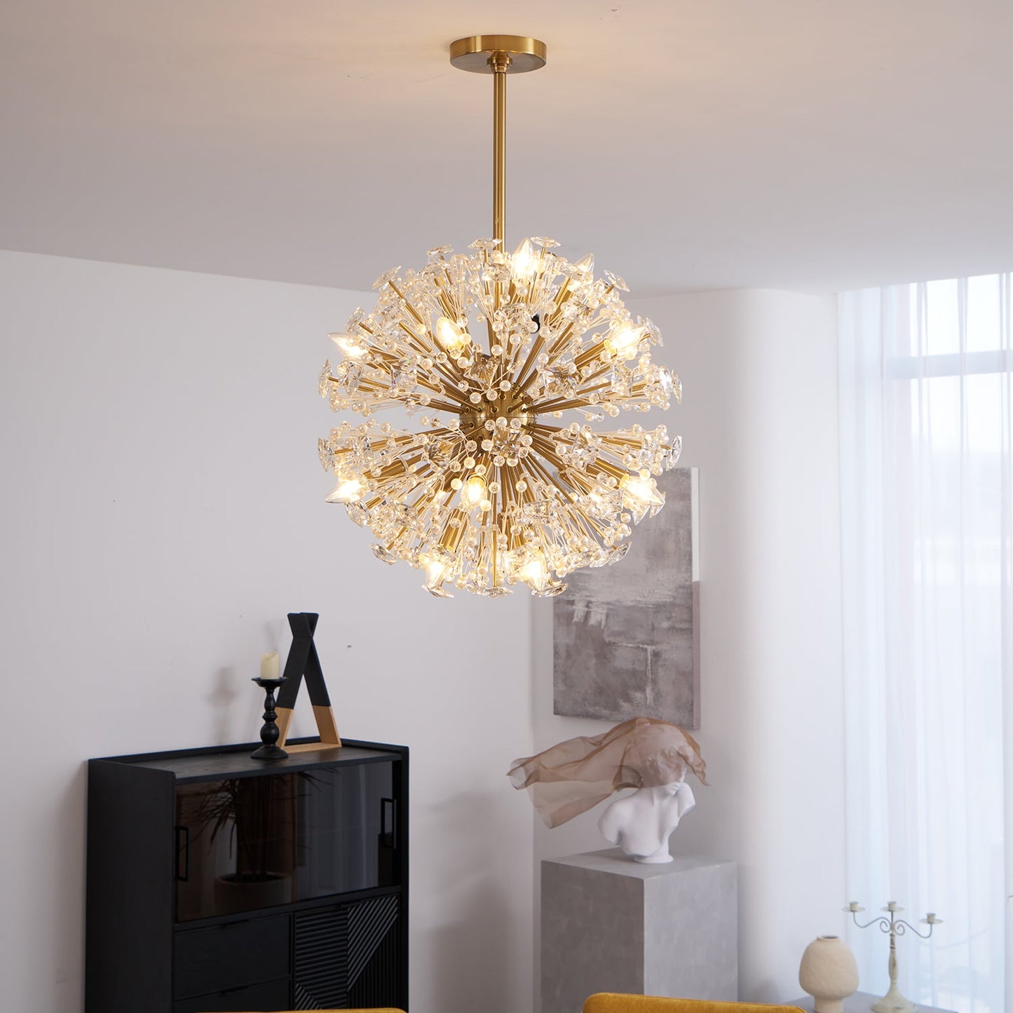 Dickinson Chandelier - Elegant Crystal Design with Adjustable Height
