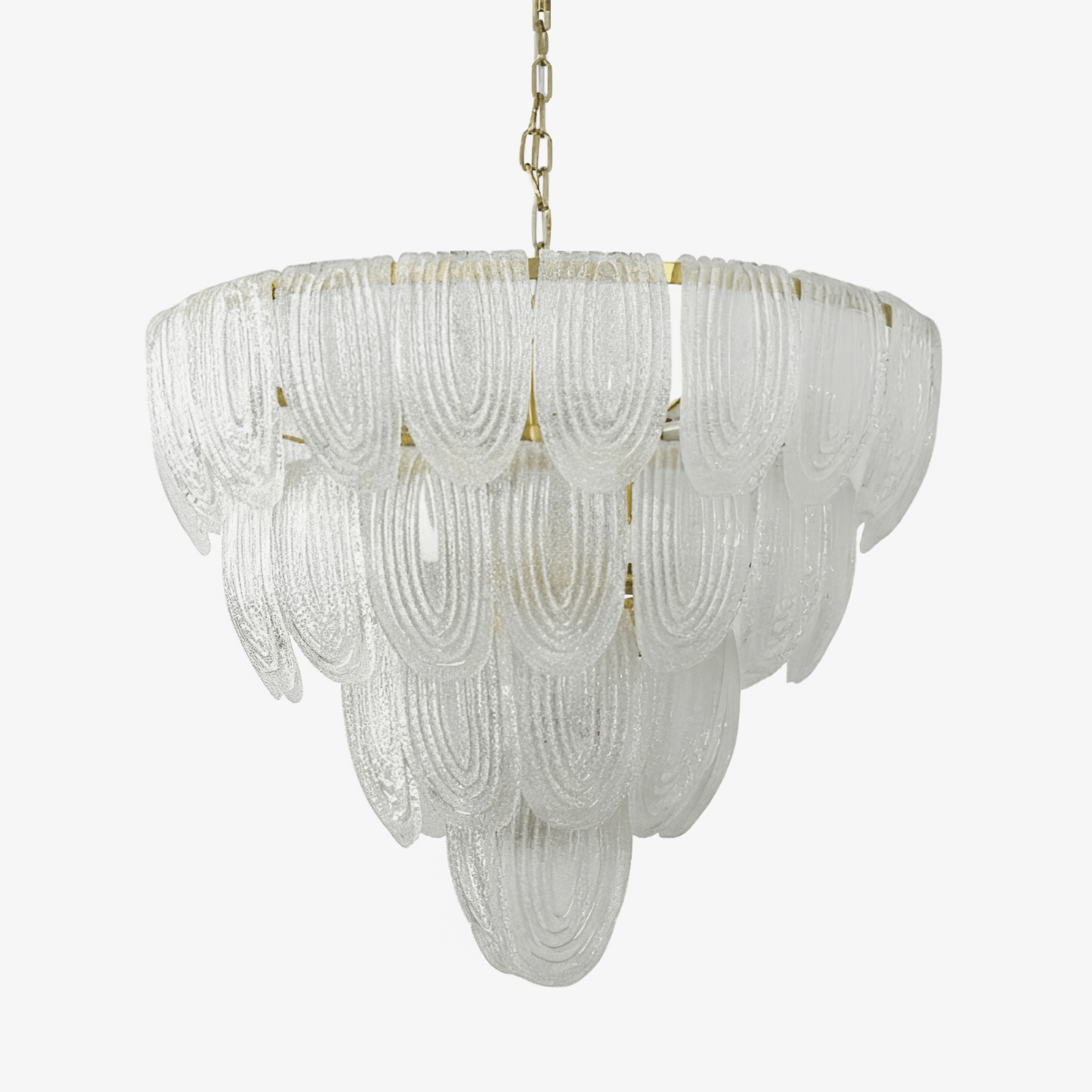 Elegant Layered Glass Petal Chandelier with Adjustable Height & LED Co