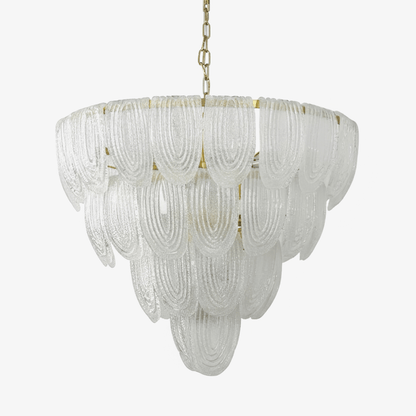 Elegant Layered Glass Petal Chandelier with Adjustable Height & LED Co