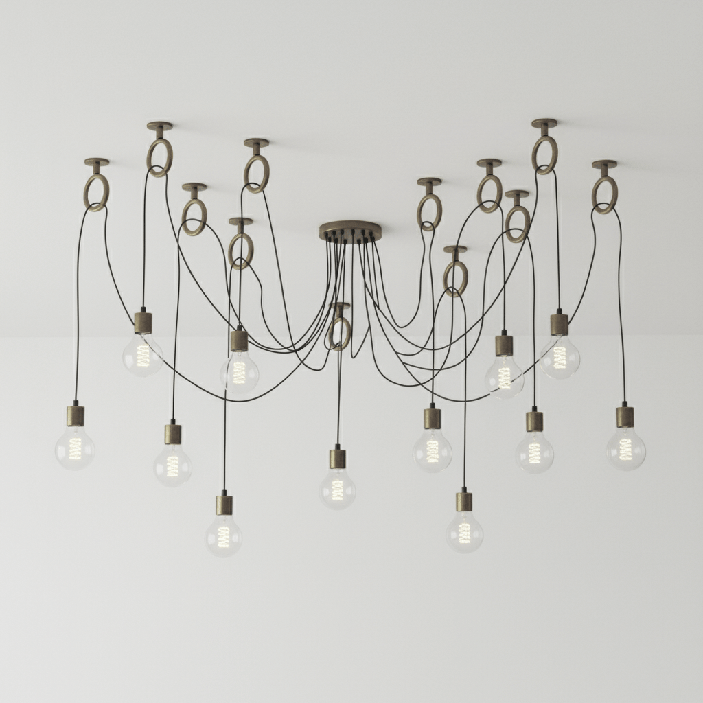 Professional Industrial Spider Chandelier with Adjustable Arms & LED L