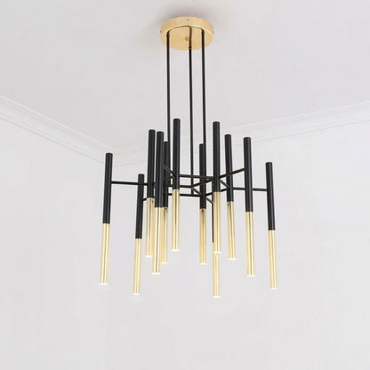 Elegant Metal Tubular Chandelier with Adjustable Height & LED Compatib