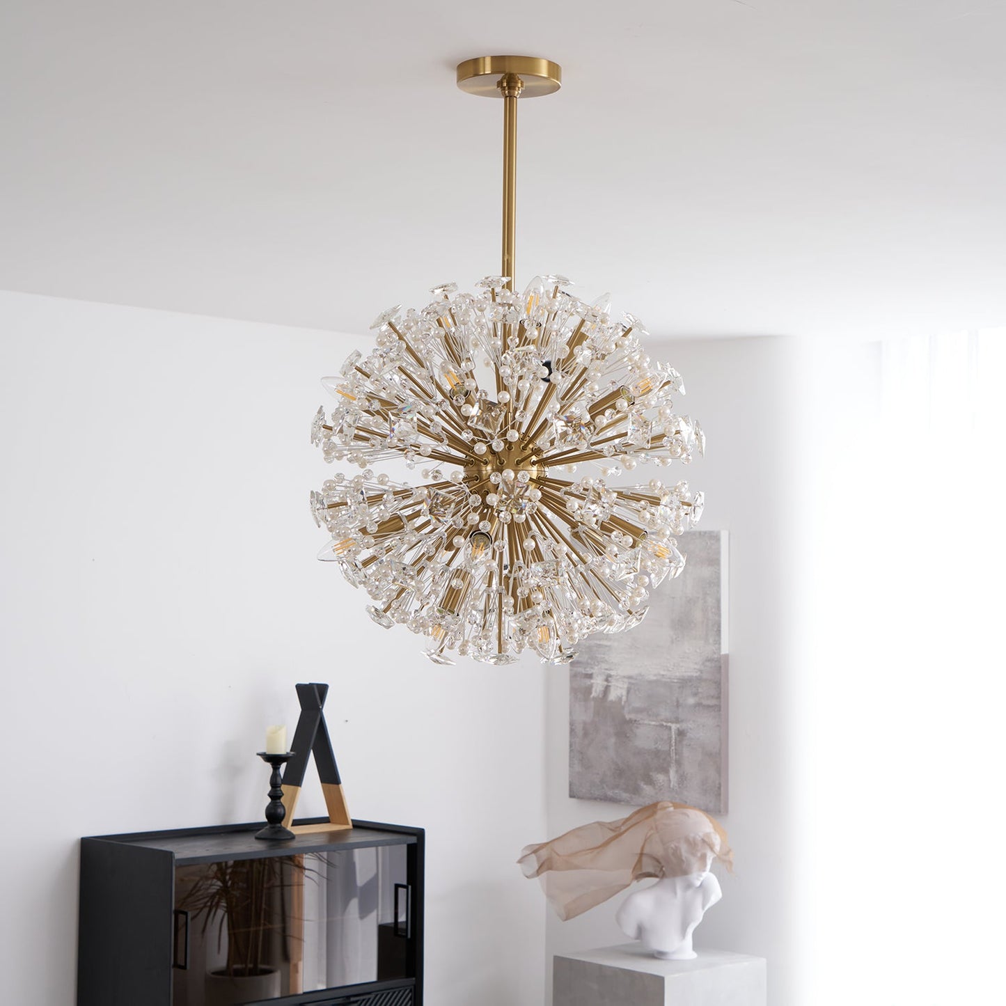 Dickinson Chandelier - Elegant Crystal Design with Adjustable Height