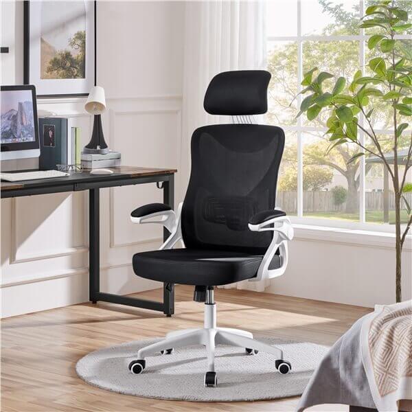 High Back Mesh Office Chair with 90° Flip-up Armrest Position 3