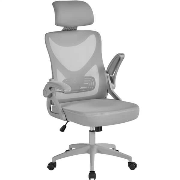 High Back Mesh Office Chair with 90° Flip-up Armrest Position 7