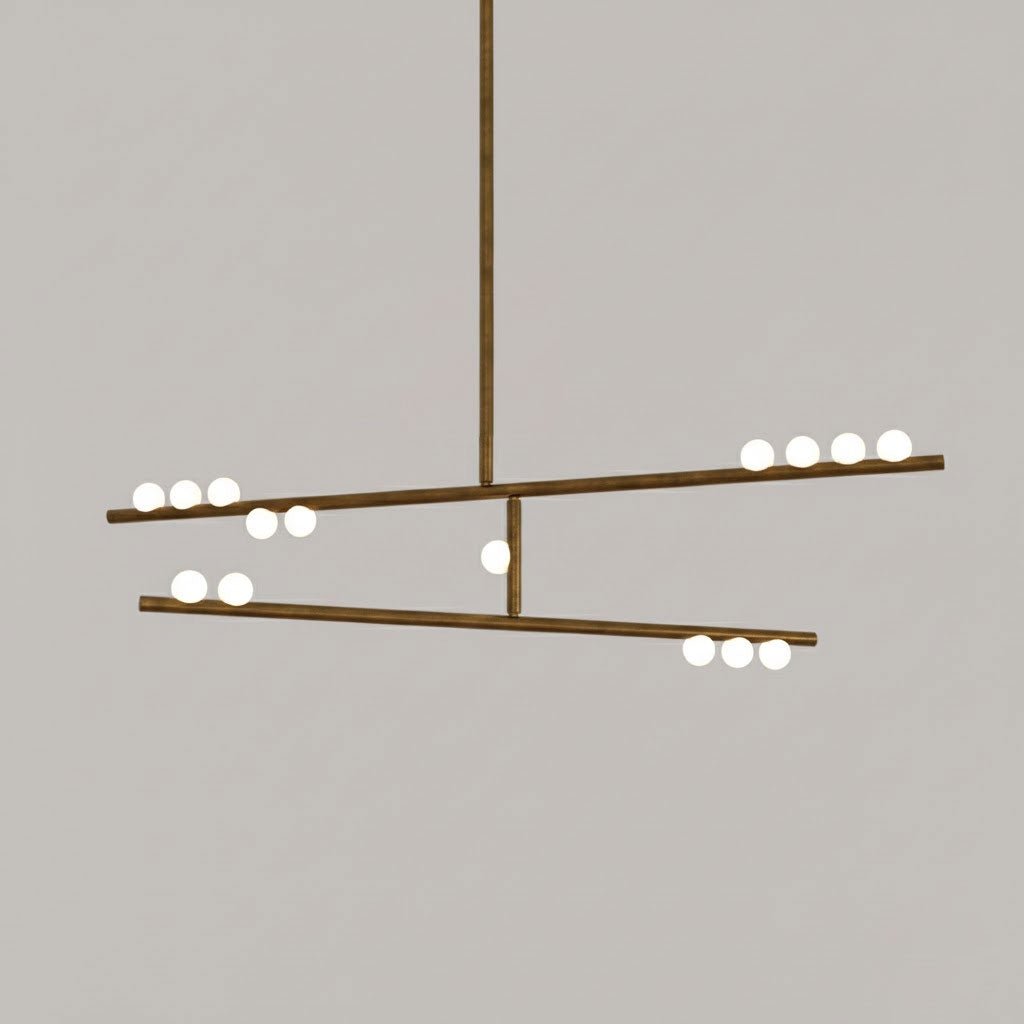 Elegant Brass Glass Drop Chandelier with Adjustable Height & LED Compa
