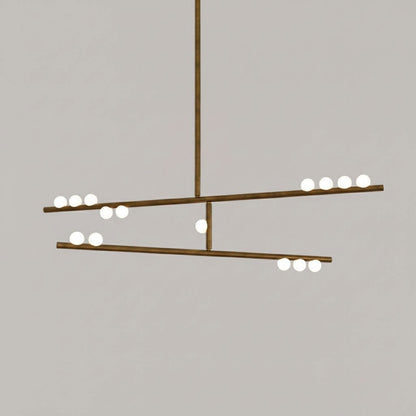 Elegant Brass Glass Drop Chandelier with Adjustable Height & LED Compa