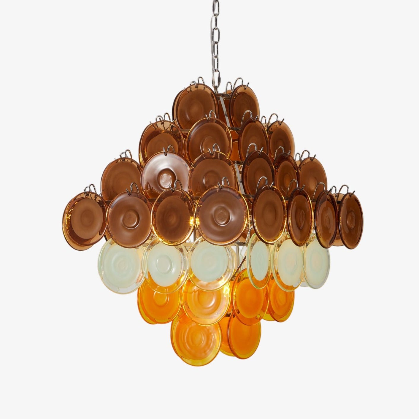 Elegant Retro Glass Disc Chandelier with Adjustable Height & LED Compa