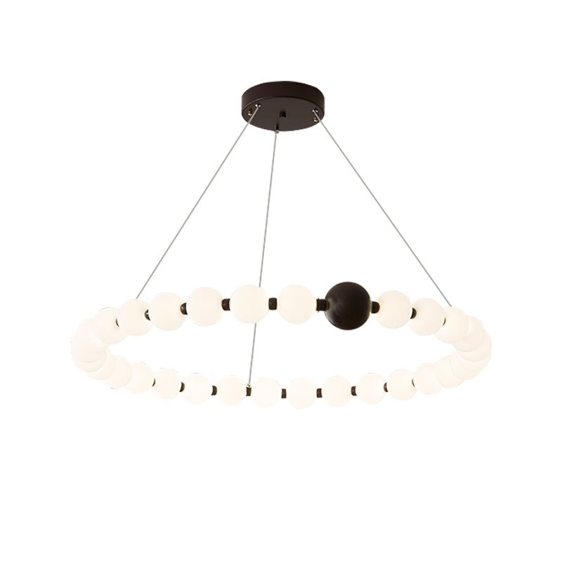 Celestial Bead Ring Chandelier - Elegant Design with Adjustable Height