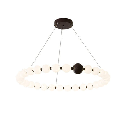 Celestial Bead Ring Chandelier - Elegant Design with Adjustable Height