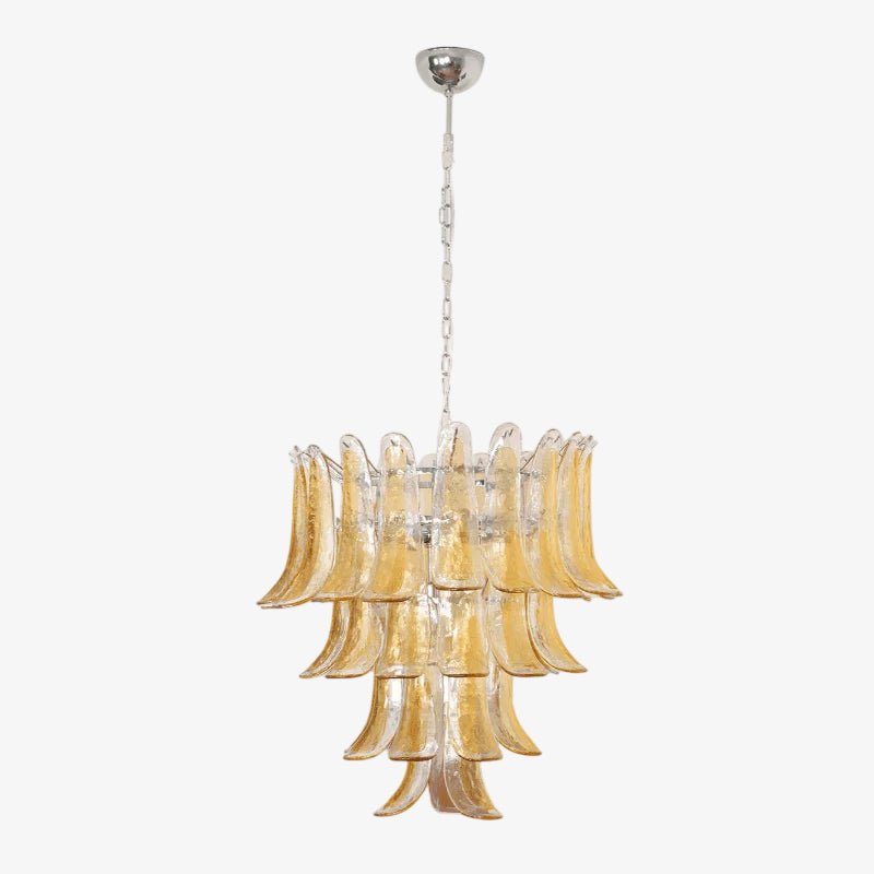 Elegant Glass Amber Lily Chandelier with Adjustable Height & LED Compa