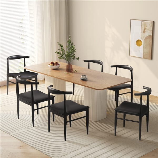 Set of 2 PU Leather Dining Chairs Armless Kitchen Chairs Position 1