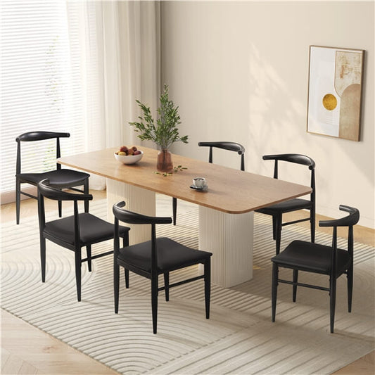 Set of 2 PU Leather Dining Chairs Armless Kitchen Chairs Position 1