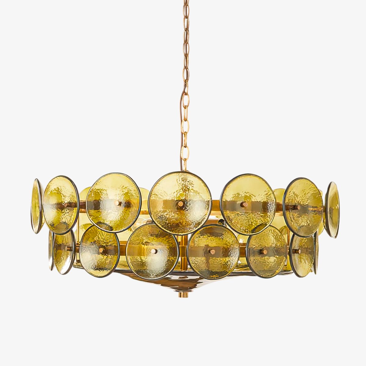 Solaris Disc Glass Chandelier - Modern Design, Adjustable Height, LED