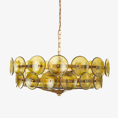 Solaris Disc Glass Chandelier - Modern Design, Adjustable Height, LED