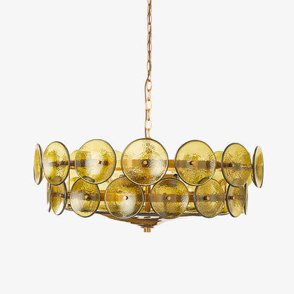 Solaris Disc Glass Chandelier - Modern Design, Adjustable Height, LED
