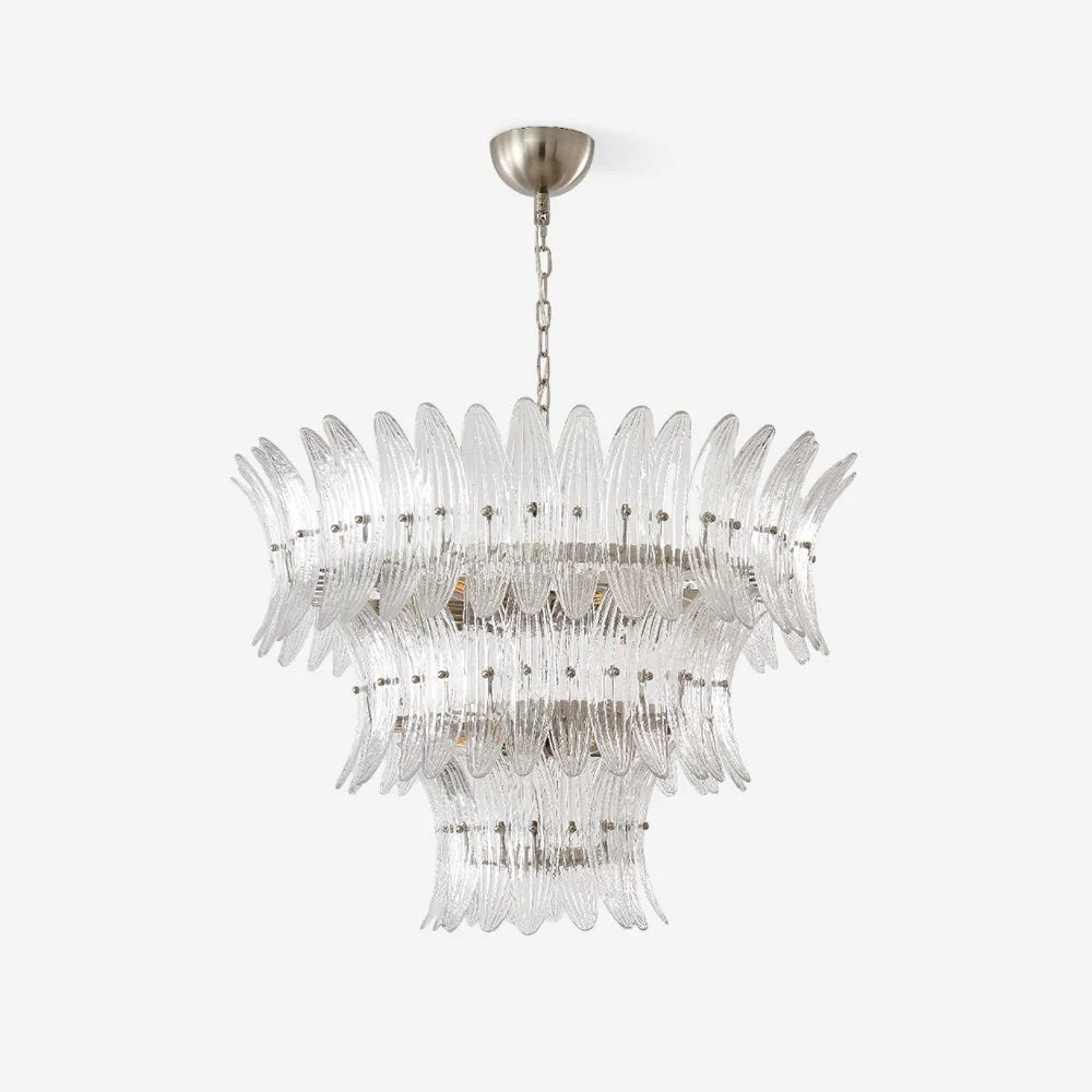 Elegant Glass Palmette Chandelier with Dimmable LED Lights