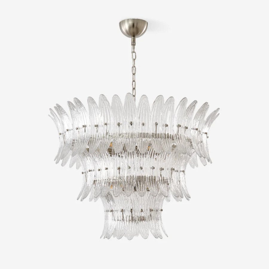 Elegant Glass Palmette Chandelier with Dimmable LED Lights
