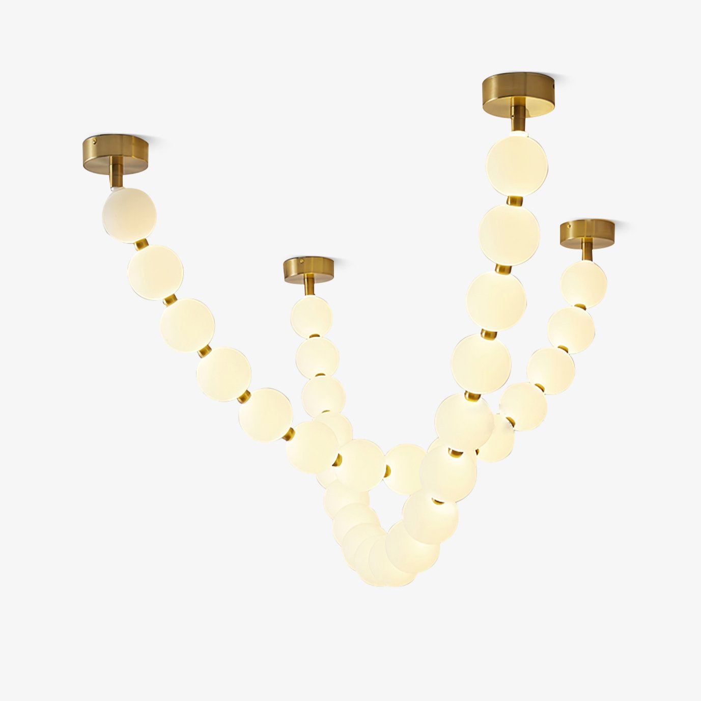 Elegant Pearl Glass Chandelier with Adjustable Height & Soft Lighting