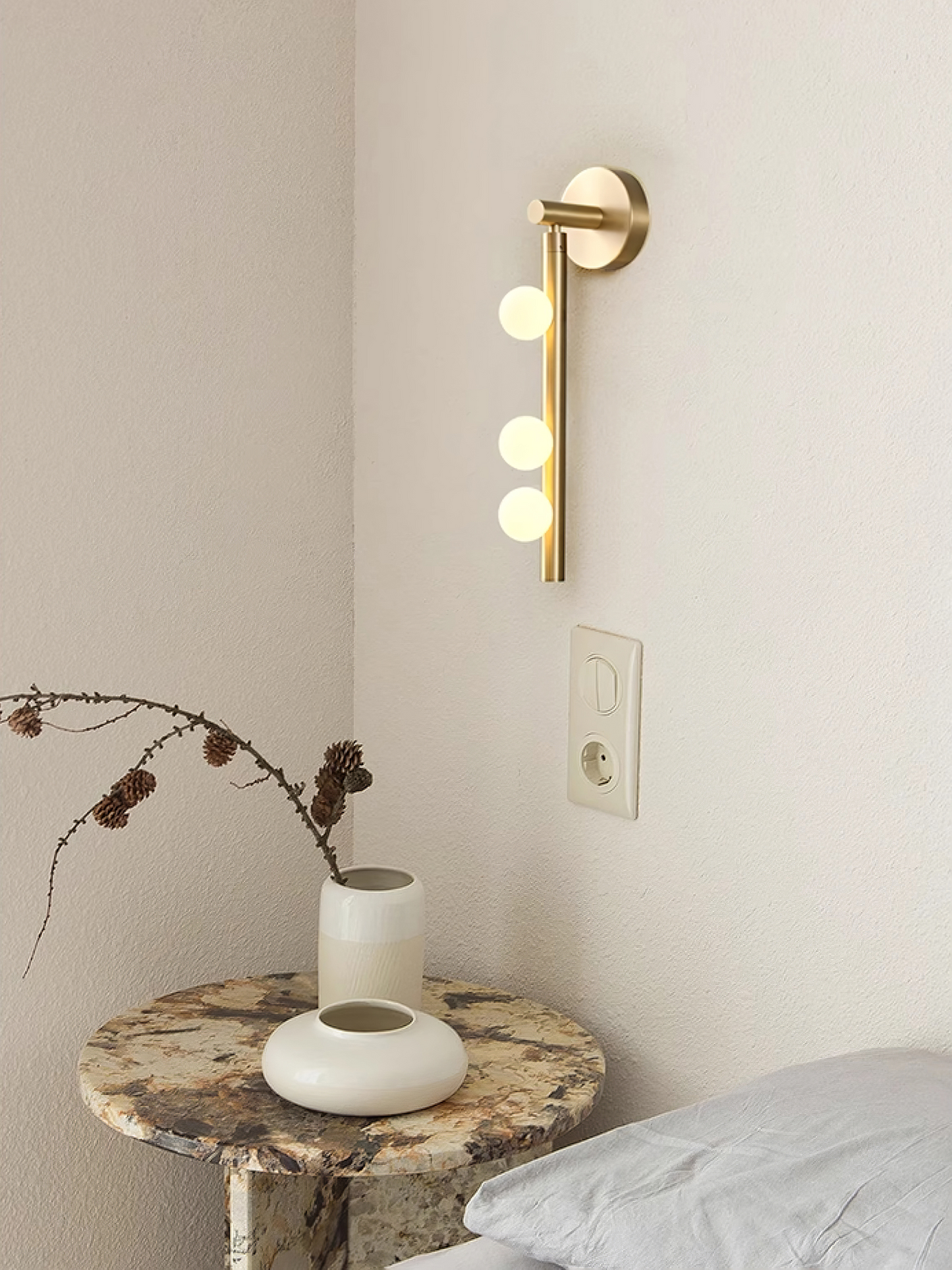 Brass Glass Tube Wall Lamp - Elegant Design with Adjustable Lighting