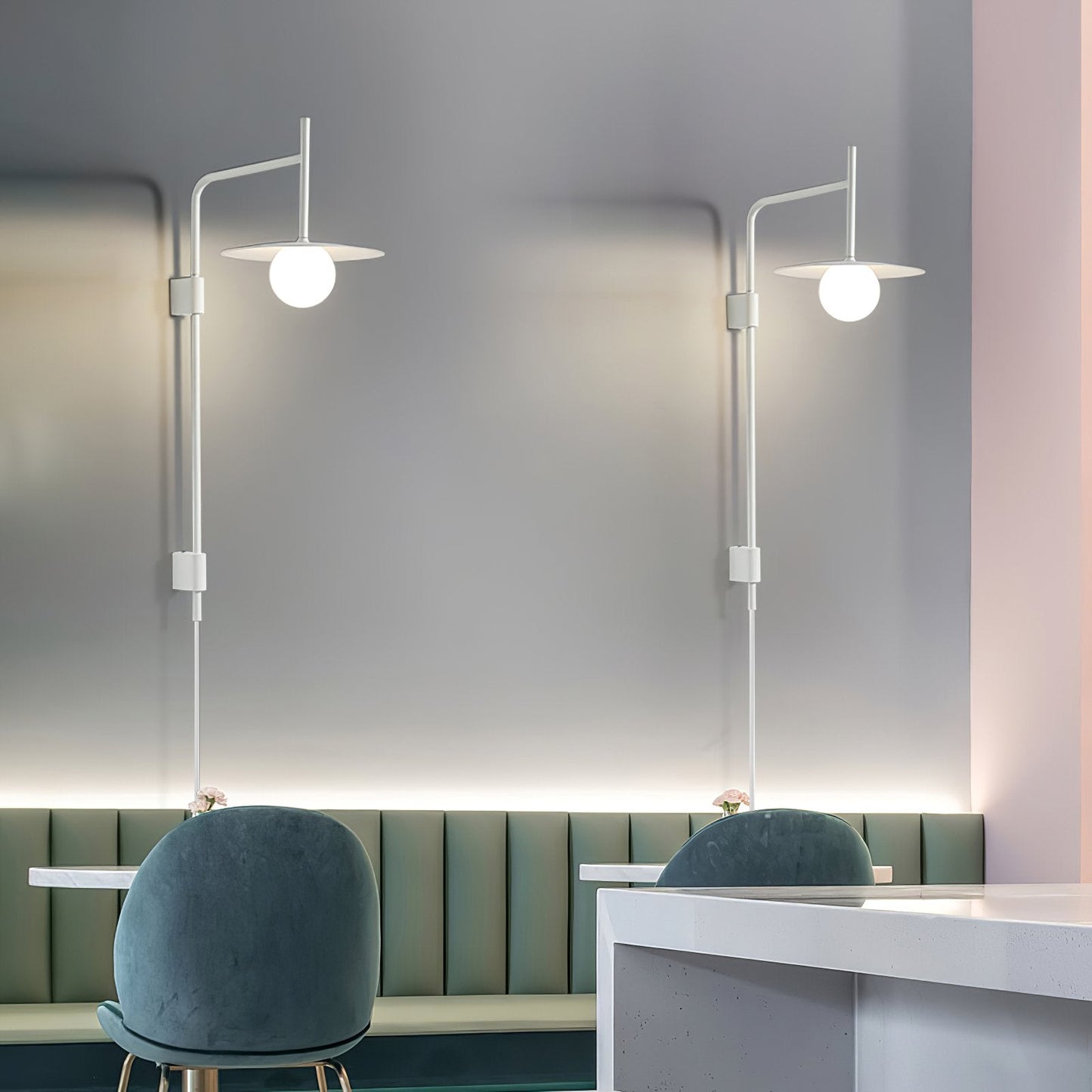 Gea Swing Arm Wall Lamp - Adjustable Light & Plug-in Design