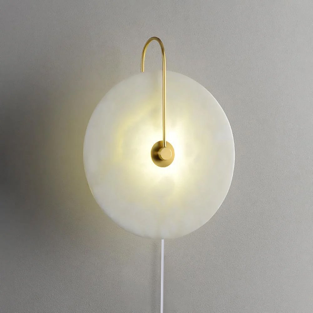 Alabaster LED Plug-In Wall Lamp - Dimmable, Energy Efficient Lighting