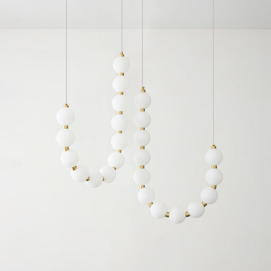 Elegant Glass Pearl Necklace Chandelier with Adjustable Height & Cryst