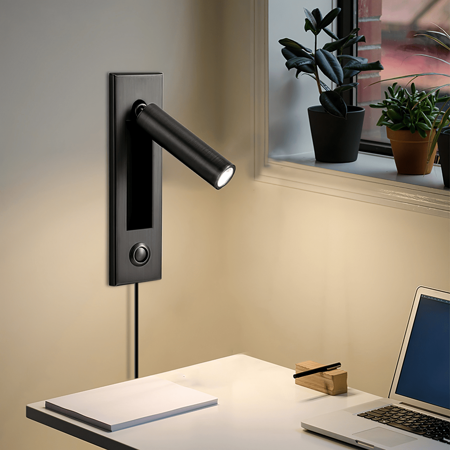 Embedded Bedside Plug-in Sconce with Dimmable Light & USB Charging