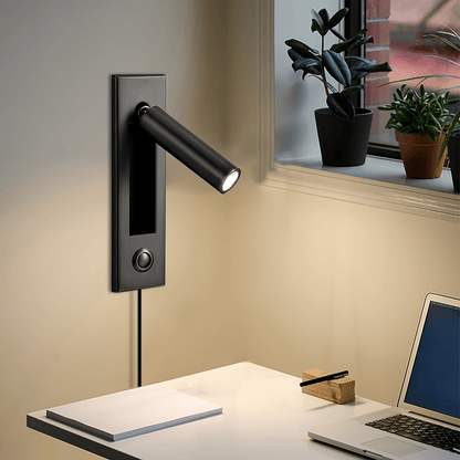Embedded Bedside Plug-in Sconce with Dimmable Light & USB Charging