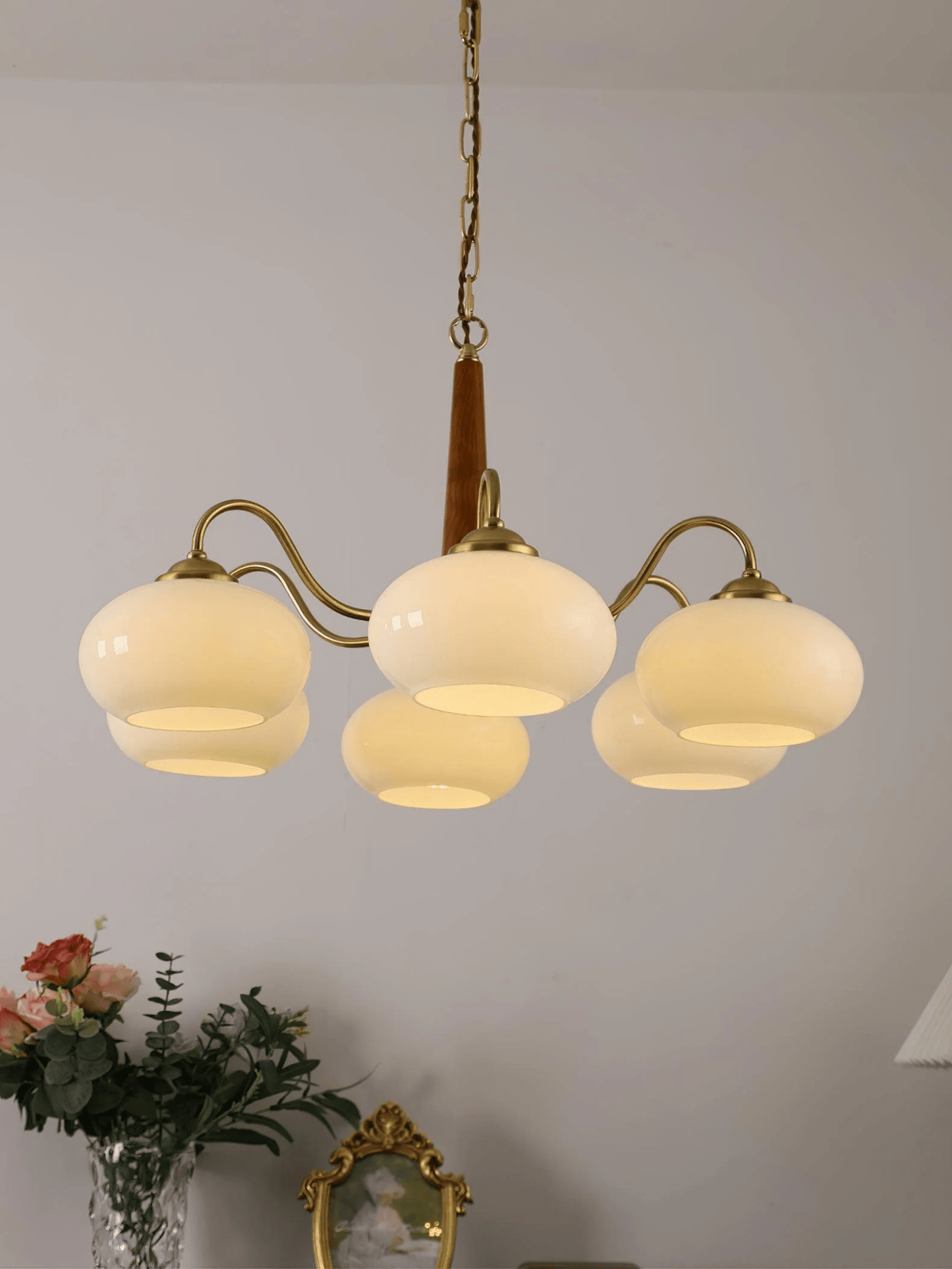 Elegant Persimmon Chandelier - Adjustable Height, Energy-Efficient LED