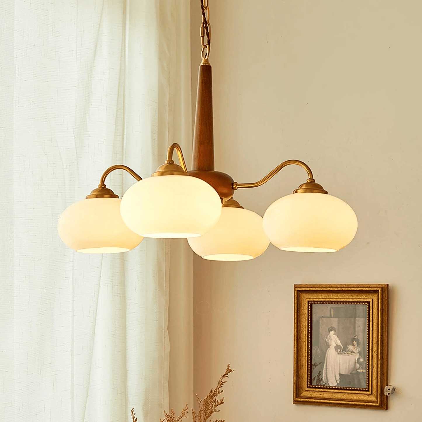 Elegant Persimmon Chandelier - Adjustable Height, Energy-Efficient LED