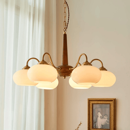 Elegant Persimmon Chandelier - Adjustable Height, Energy-Efficient LED