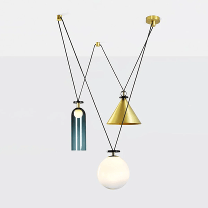 Modern Geometric Shape Chandelier with Adjustable Height & LED Lightin