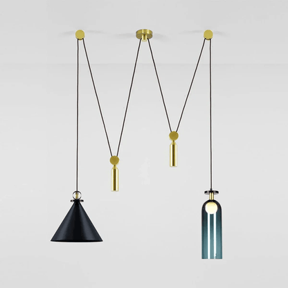 Modern Geometric Shape Chandelier with Adjustable Height & LED Lightin