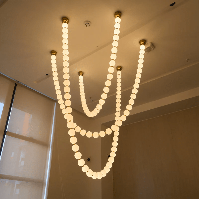 Elegant Pearl Ball Chandelier Necklace - Adjustable Length, Durable De