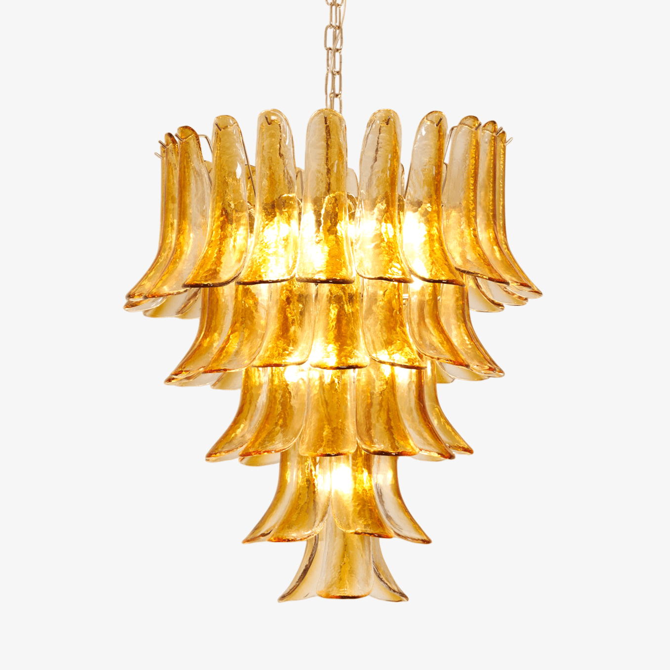 Elegant Glass Amber Lily Chandelier with Adjustable Height & LED Compa