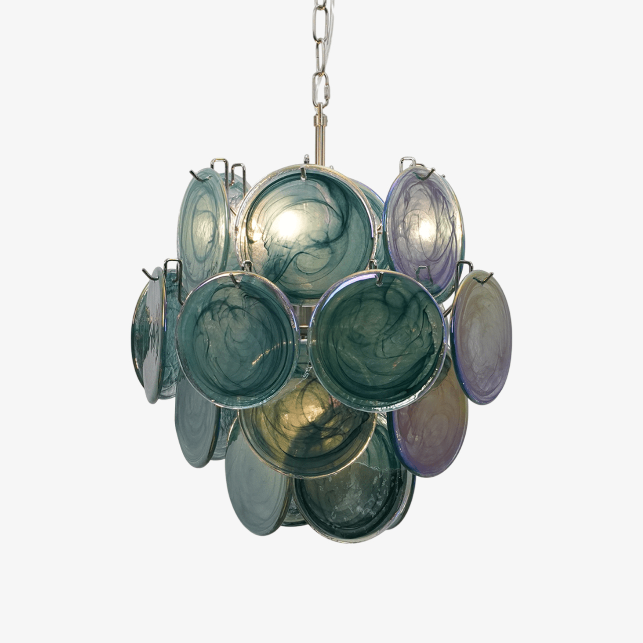Lunaria Disc Glass Chandelier - Elegant Design with Adjustable Height