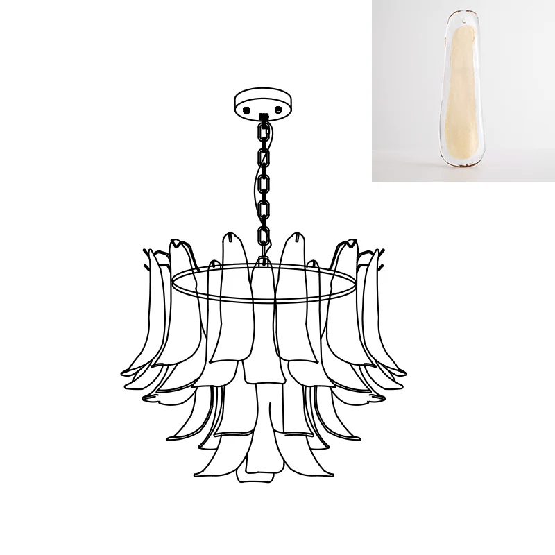 Elegant Glass Leaf Chandelier - Adjustable Height, Energy Efficient Li